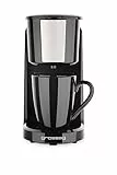 grossag Cafetera individual 1322 KA 8.17 acero inoxidable negro -1 taza cafetera 150 ml filtro permanente 380W