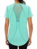 Wayleb Camiseta Deportivo Mujer Camiseta de Manga Corta Camiseta de Secado Rápido Camisetas de Malla Mujer Yoga Fitness Top Ropa Deportiva