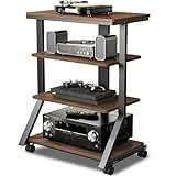 5Rcom Estantes y Soportes de Alta fidelidad, Estante de Audio, Estante de 4 Niveles, estantes de Madera para Tocadiscos, Reproductor de DVD, Unidad de Entretenimiento, Multifuncional, Altura