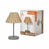 LEDVANCE Lámpara de mesa Decor Raffia verde-marrón de rafia y metal, E27, 200 mm de diámetro, pantalla de material reciclado, sostenible gracias a una fuente de luz reemplazable, fácil de instalar
