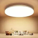 LEDYA Luz de techo LED, lámpara de techo de 18W 2700K 1600LM Lámpara de sala de estar blanca cálida IP54 Lámpara de baño impermeable Lámpara de cocina redonda