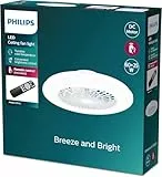 Philips - Ventilador de Techo Amigo, compacto, motor DC, con luz led integrada 25W (5500 lúmens), Luz Blanca regulable (3 temperaturas color), ideal para habitaciones pequeñas, control remoto, Blanco
