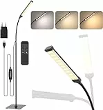 iFalarila Lámpara de Pie 120 LED 10W Con Mando a Distancia, Lámpara de Pie con 3 Colores y 10 Brillos, Lámpara de pie Flexible con Cuello de Cisne para Salón, Dormitorio, Oficina (Negro)