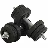 HOMCOM Conjunto de Mancuernas Ajustables de 25kg Juego de Pesas con Discos de 2,5/1,5/1,25 kg y Barras de Conexión de 2 kg Kit de Entrenamiento para Gimnasio en Casa