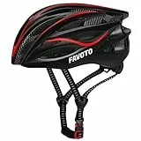 Favoto Casco de Bicicleta Ajustable, Casco de Ciclismo con Forro para Hombre Mujer Adultos, Casco de MTB Carretera Montaña Certificado CE TUV Negro+Rojo M (54-58cm)
