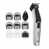 BaByliss - Recortadora múltiple de titanio 10 en 1, kit de aseo facial y corporal, recortadora de nariz, cuchillas de titanio ultra afiladas