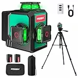 HYCHIKA Nivel Laser Autonivelante 360 Grados, Nivel Láser con Trípode 12 Líneas, 1 x 360° Horizontal y 2 x 360° Verticales, 2 x 3000 mAh Batería, Control Remoto, Bolsa de tela, IP54