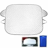 QWORK® 145 x 118 cm Protector para Parabrisas de Coche Durante Todo el año - Protege contra el Sol, Las heladas, la Nieve, el Hielo y el Polvo - Compatible con Coches y SUV