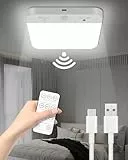 NEEMOSI lampara techo,lampara led techo sensor de movimiento–Luz de techo recargable 4000mAh,instalación magnética,3 temperaturas de color,regulable,USB,inalámbrica–con mando a distancia