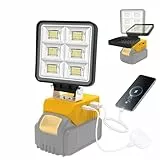 Foco LED para Batería Dewalt 18V (Sin Batería), NATPOW Luces de Trabajo Portátiles Recargables,48W 5200LM Foco LED Lámpara LED Recargable para Camping, Trabajo, Pesca, Emergencia