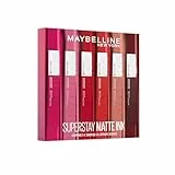 Maybelline New York – Estuche exclusivo de 6 lápices labiales líquidos de larga duración – Superstay Matte Ink – Tonos: Lover (15)/Seductress (65)/Artist (120)/Dancer (118)/Pioneer (20)/Voyager (50)