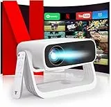 Wielio Nuevo proyector inteligente 2025, aplicaciones integradas, compatible con 1080P 4K, WiFi 6 y Bluetooth 5.2, bajo ruido del ventilador (