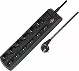Brennenstuhl regleta de enchufes con 6 Tomas de Corriente (regleta eléctrica con 1x Interruptor Principal y 6X interruptores para aparatos, Cable de 2m, Mayor protección contra contactos) Negro