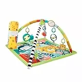 Fisher-Price Alfombra Gimnasio sensorial de actividades Selva tropical 3 en 1, con accesorios, luces y sonidos, juguete para bebé recién nacido (Mattel HJW08)