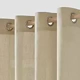 MIULEE Cortinas de Interior Cortina de Salón Lino Visillos Ojales Ventana Cortina de Panel Traslúcido Cortinas de Cocina Modernas Transparentes Dormitorio Comedor Beige 140 x 260 cm