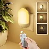 Luz Nocturna con Control Remoto, Lámpara de Noche Infantil Enchufe Regulable con 2 luces Modos, 3 Brillo Ajustables, luces Noche para Habitación de Niños, Baño, Pasillo, Cocina, Escaleras, 0,27W