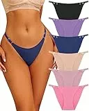 FINETOO Braguitas de mujer sin costuras, sin costuras, de encaje, sexy, con cuello en V, ajuste cómodo, paquete de 6 unidades, S-XL, A837-6er, XL