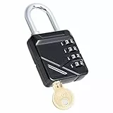 Romon Combinacion, Candado Taquilla, 4 Dígitos Candado Taquilla, Aleación De Zinc, Impermeable Y Resistente A La Oxidación, Con Candado De Llave,Para Garajes,Patios,Puertas,Vallas,Taquillas - Negro