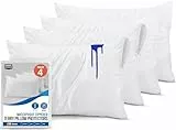 Utopia Bedding Protectores de Almohada Impermeables con Cremallera, tamaño Queen (Paquete de 4), Fundas de Almohada de Rizo, UB3622