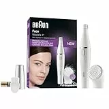 Braun FaceSpa 810 - Sistema de cepillo de limpieza y depilación facial: elimina el vello y limpia la piel del rostro más 2 pilas adicionales