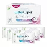 WaterWipes Sensitive+ Body & Intimate Wipes, 180 toallitas (paquete de 6), 3 en 1 Limpia, Cuida, Protege, 99,9% de agua, Sin perfume e Higiene, Cuidado adulto