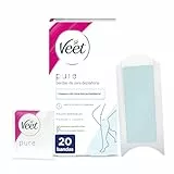 Veet Pure Bandas de Cera Fría Depilatoria para Depilación de Piernas y Cuerpo, Fórmula de Cera Hipoalergénica para Pieles Sensibles, 20 Tiras