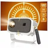 Proyector Portatil 【Rotación de 360°+3 Segundos Enfoque Eléctrico +Auto ±45°Corrección】 Jimveo Mini Proyector 21000L 1080P HD Proyector 4K Soporte Wifi6 Bidireccional Bluetooth Zoom 75% Cine en Casa