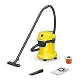 Kärcher Aspiradora para Suciedad sólida y líquida WD 3 V-17/4/20 de 1000 W, con función de soplado, depósito: 17 l, Manguera: 2 m, Filtro de Cartucho, Bolsa de Fieltro, Boquilla para Suelos y Ranuras