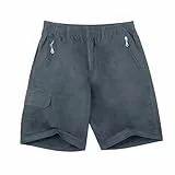 LY4U Pantalones Cortos de Algodón para Hombre, Cintura Elástica Pantalones Cortos de Verano Casuales para Hombre con Bolsillos
