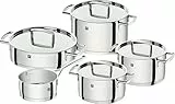 ZWILLING Batería de Cocina de 5 Piezas, 4 Tapas, Apto para Inducción, Acero Inoxidable, Passion, Color Gris Brillante, Ø 16cm, Ø 20 cm, Ø 24 cm, Ø 28 cm