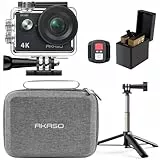 AKASO Pack de Creador EK7000 Cámara Deportiva 4K WiFi 20MP, Bolsa de Almacenamiento para Cámara de Acción, Camara Acuatica Sumergible con 60CM Palo Selfie, 2 Baterías