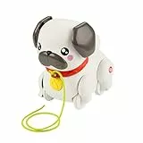 Fisher-Price FP Pets Pasea al Perrito Pug, Juguete de Arrastre con Forma de Perro Que Mueve Las Orejas y Las Patas y emite Sonidos de ladridos, Juguete Regalo para bebés +12 Meses, HTW94