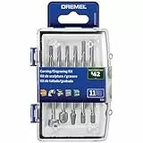 Dremel 729-01 - Juego de 11 brocas de tallado y grabado para herramienta giratoria, incluye brocas de grabado y piedras de molienda, ideal para madera, metal y vidrio