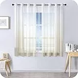 MRTREES 2 Piezas Cortinas Salon Visillos Suave Translúcida Visillo Color Degradado Leve de Dormitorio Moderno Ventana 140×145cm Beige Visillos Salon Paneles para Habitacion Niños Sala Comedor Balcon