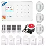 KERUI Alarmas para Casa 2G/4G gsm 2.4GHz WiFi, Sistema de Alarma Seguridad para Hogar por Call/SMS/App, Ring Alarm Antirrobo Inalámbrico DIY con Detector/Sensor de Movimiento Alarma Puerta sin cuotas