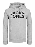 JACK & JONES Hombre Logo Sudadera con Capucha Clásico Sudadera Básica, Color:Gris, Talla Sudadera:M