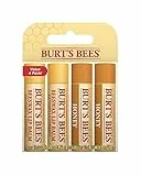 Burt's Bees Paquete múltiple de bálsamo labial, bálsamo labial hidratante con cera de abejas y miel, paquete económico, 4 x 4,25 gramos