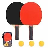 Palas Ping Pong Set Raquetas Ping Pong Racket Pala Profesional Set de Raquetas de Tenis De Mesa con 2 Palas 3 Pelotas 1 Bolsa para Ocio Entrenamiento Interior Exterior