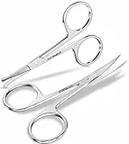 Utopia Care Tijeras de pelo facial curvadas y redondeadas para hombres – Tijeras para recortar bigote, nariz y barba, uso seguro para cejas, pestañas y oídos – acero inoxidable profesional (Plata)