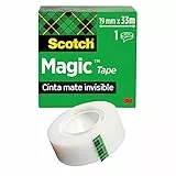 Scotch Cinta Mágica - 1 Rollo de 19 mm x 10 m - Cinta Adhesiva de Uso General para Reparación, Etiquetado y Sellado de Paquetes y Documentos