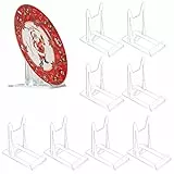 Fulushouxi 8 Pcs Soportes para Placas, Soportes para Platos Decorativos en Acrílico Transparentes, Soportes Espositori Caballete de Exhibición Regolabile para Libros/Marcos de Fotos/CD - 11,5x11x6 cm