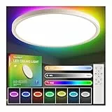 DetarZinLED Ø30CM Plafon LED Techo RGB 24W,Regulable Lámpara de Techo con Mando a Distancia,2700LM 3000K-6500K lampara techo dormitorio,Para Salón Cocina Baño,IP44 Impermeable