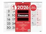 Finocam - Calendario de pared 2026 Mixto XL Mes Vista Enero - Diciembre (12 meses) | Calendario 2026 para anotar | Planificador mensual Neutro - Español