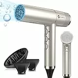 Secador Pelo, Slopehill Secador pelo Profesional ionico con Motor sin Escobillas Exclusivo | Microfiltro Innovador | Tecnología Oxy Activo | Pantalla LED | 2000W | (Champán Dorado)