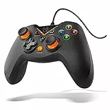 KROM KEY - Gamepad con cable, X-input y Direct - input, joystick y gatillos analógicos, función turbo, compatible con PC, PS3 y Android, color negro