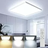 OTREN Plafón LED Techo Regulable, 3000-6500K Lamparas de Techo con Mando a Distáncia, IP44 Luz Led Moderna para Dormitorio Baño Cocina Sala de Estar, Cuadrada, 30CM, Blanco