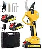 Tijeras de Podar Eléctricas 50mm, Tijeras de Podar Bateria Inalámbricas con Pantalla LCD, 800W Motor Sin Escobillas,2X21V Baterías 2000mAh,Diseño Antideslizante, para Podarárboles,Olivos, Viñedos