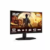 AOC C24G42E Monitor Gaming 24' FHD Curvo, 180 Hz, VA, 0.5 ms MPRT, HDR10, FreeSync Prem., Blue Light, Altavoces (1920x1080, 2X HDMI 2.0, 1x DP 1.4) Negro