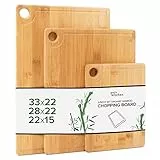 Joeji's Kitchen Juego de 3 Tablas de Cocina - Tablas de Cortar Cocina de 100% Madera Bambú - Ranura y Agujero para Colgarla - Eco Resistente e Naturalmente Antimicrobiano - Diferentes Tamaños