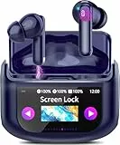 Thunelec Auriculares Inalambricos Bluetooth con Pantalla Táctil LED, 48H Auriculares Bluetooth 5.4 HiFi Estéreo, 4 HD Mic con Reducción de Ruido ANC+ENC, IP7 Impermeable/5 Modos EQ Auricular Azul